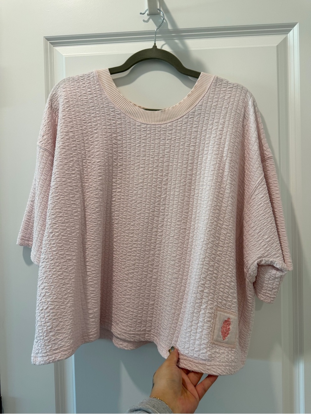 Relaxed Boxy Light Pink Knit Sweatshirt movement by free people - Picture 2 of 5